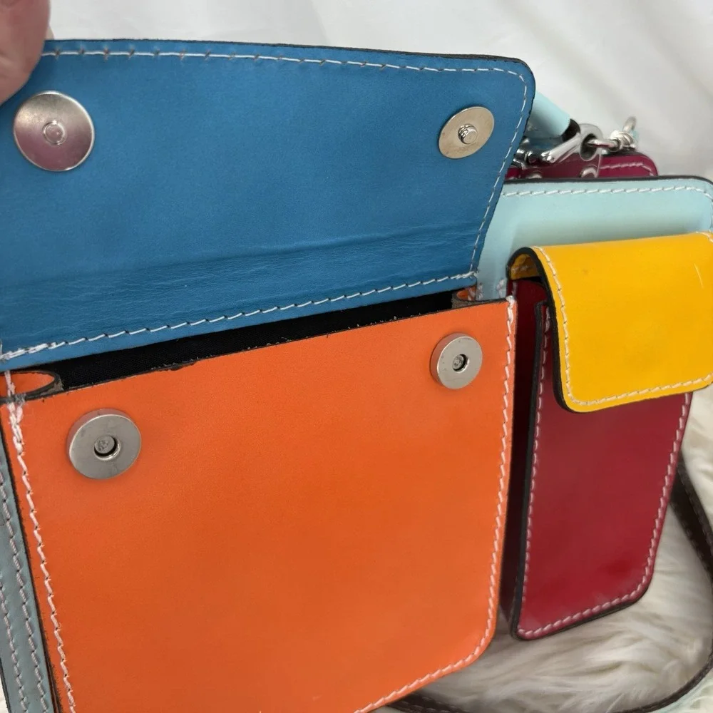 Vintage Vera Pelle purse Multi Color Block Retro